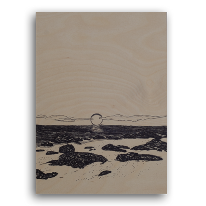 Sunset-Print auf Holz, Frontansicht